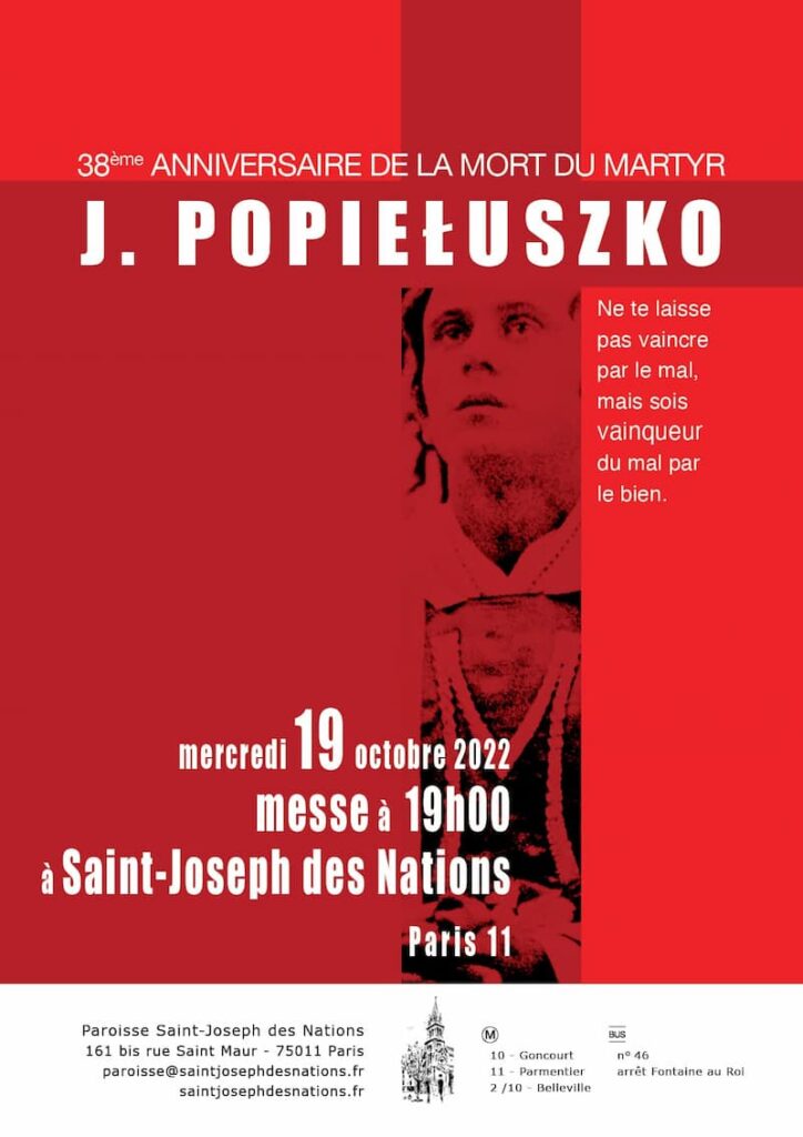Messe anniversaire Popieluszko 2022, Affiche