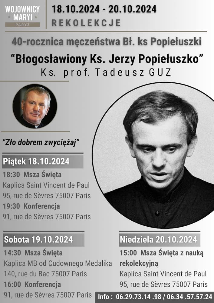 Conférences sur Jerzy Popieluszko Paris