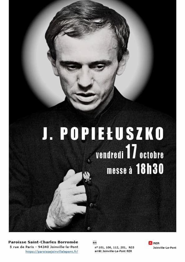 Messe Popieluszko 2025 - Affiche anniversaire 41 ans mort Popieluszko